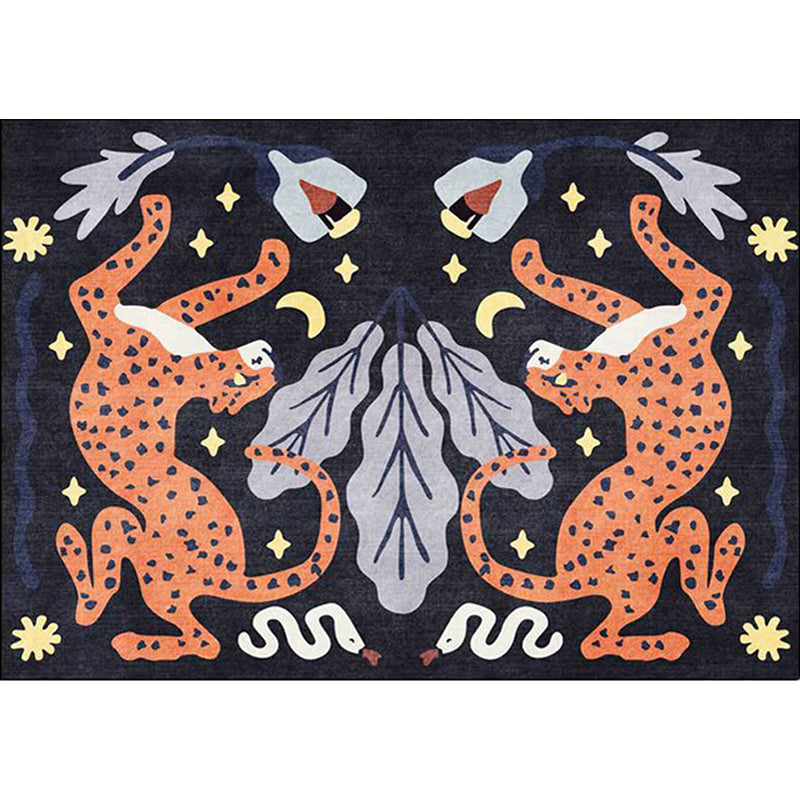 Stylish animal pattern rug gray and blue Nordic rug polyester washable non-slip back rug for the living room | Bowlift