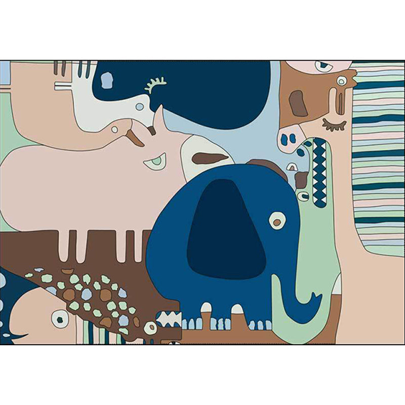 BowLift | Colorful Back for Children | Children Animals Elephant Giraffe Striped Pattern Rug Polyester Washable Carpet