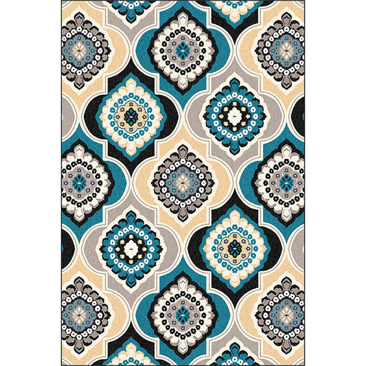Classic Floral Design Rug Blue Vintage Rug Polyester Washable Non-Slip Back Rug for Bedroom | Bowlift