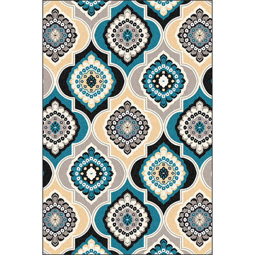 BowLift | Classic Floral Pattern Rug Blue Vintage Rug Polyester Washable Non-Slip Mat Rug for Bedroom