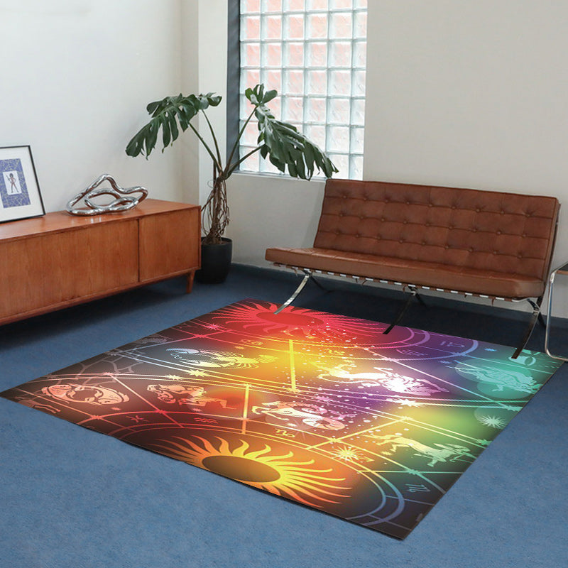 Modern Living Room Rug Colorful Space Sun Constellation Print Rug Polyester Washable Rug | Bowlift
