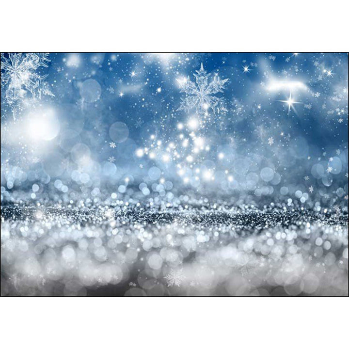 Modern living room rug in blue Sparkling snowflake print rug Polyester Non-slip backing Washable rug | Bowlift
