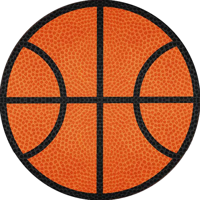 BowLift | Simple Kids Rug in Orange Sports Basketball Pattern Rug Polyester Washable Carpet for Kids Room