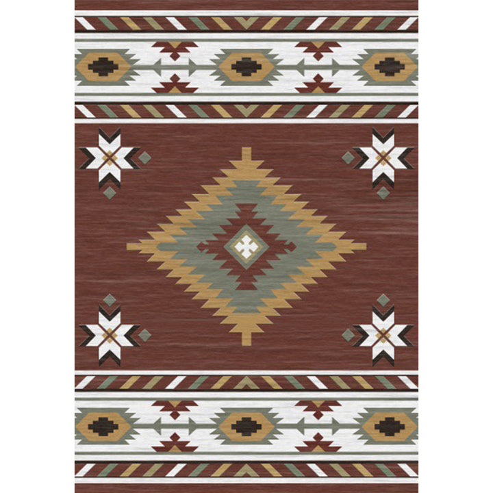 BowLift | Americana Tribal geometric print carpet brown polyester carpet machine washable non-slip carpet for living room