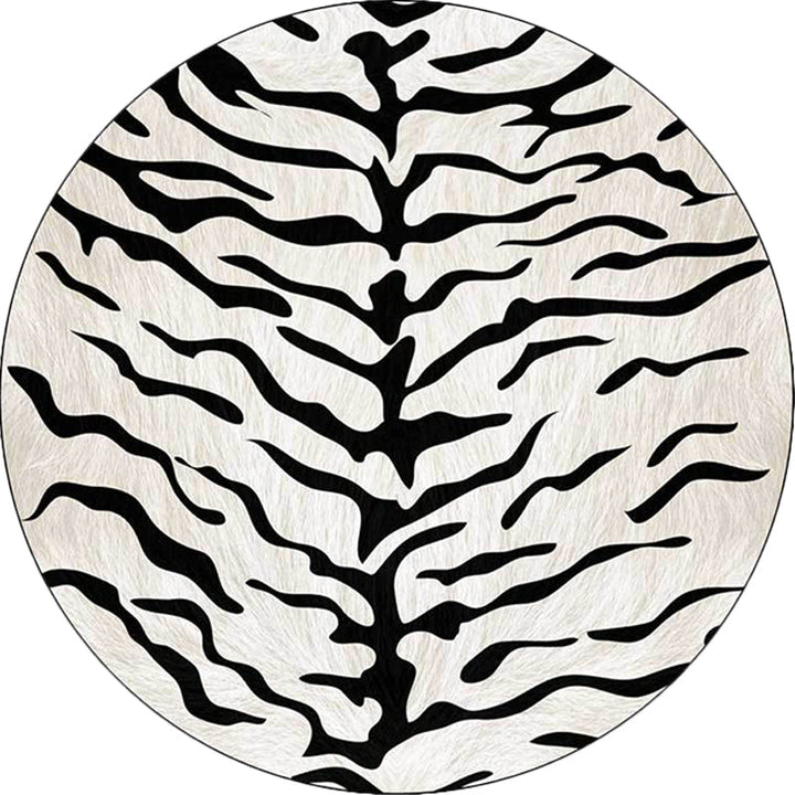 Black and white contemporary rug polyester tiger skin print rug washable non-slip backing rug for the living room | Bowlift