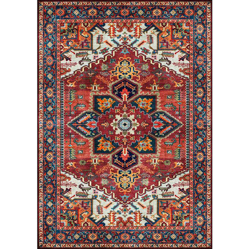 Retro medallion pattern carpet Red Persian rug Polyester machine washable non-slip rug for the bedroom | Bowlift