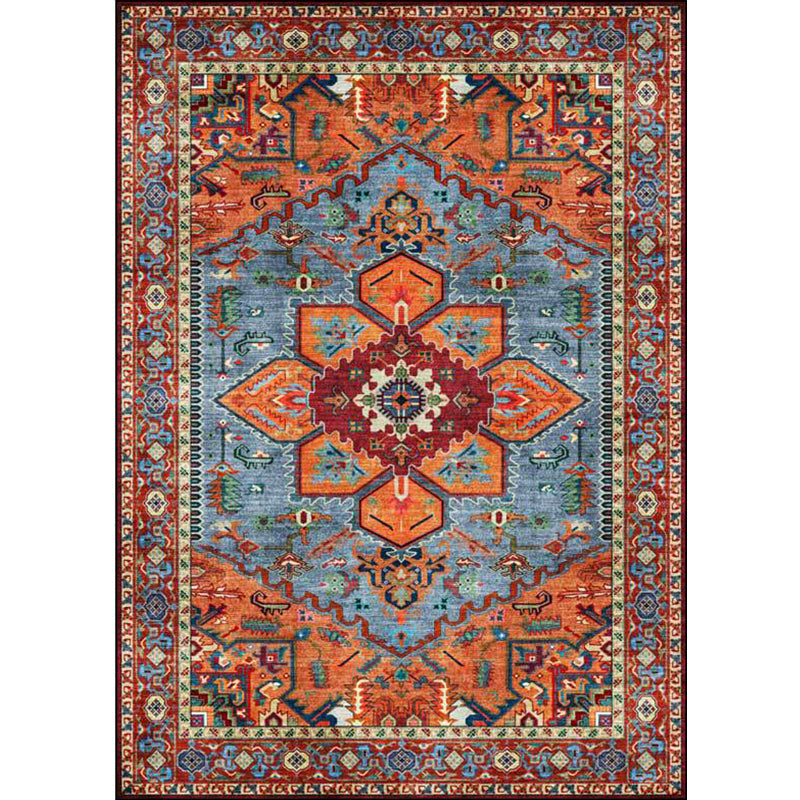 Retro medallion pattern carpet Red Persian rug Polyester machine washable non-slip rug for the bedroom | Bowlift
