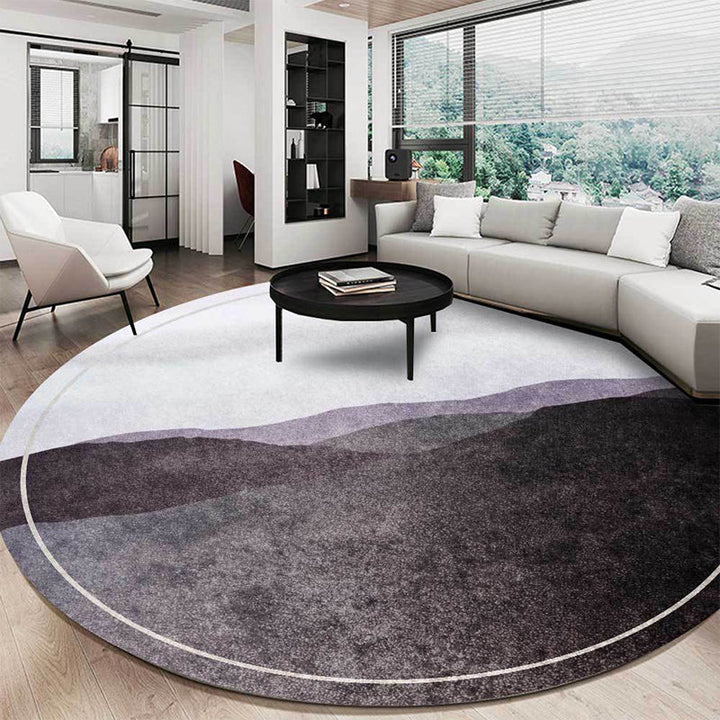 BowLift | Green and Gray Oriental Carpet Polyester Mountain Ombre Pattern Carpet Washable Non-Slip Back Carpet for Living Room