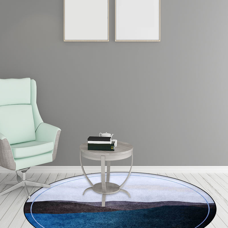 BowLift | Green and Gray Oriental Carpet Polyester Mountain Ombre Pattern Carpet Washable Non-Slip Back Carpet for Living Room