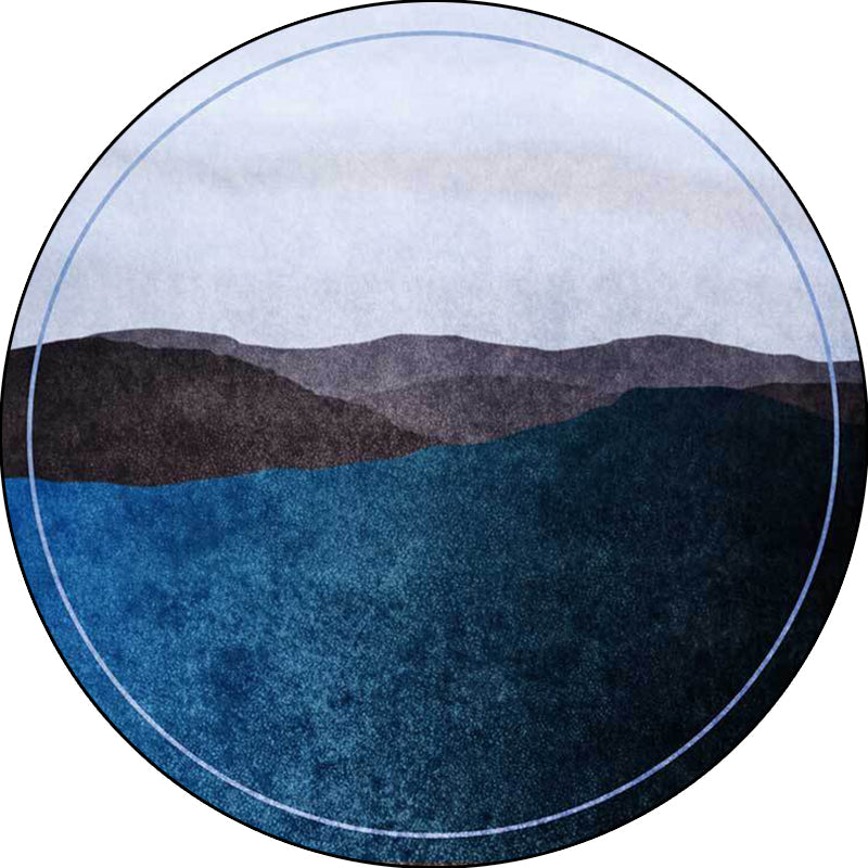 BowLift | Green and Gray Oriental Carpet Polyester Mountain Ombre Pattern Carpet Washable Non-Slip Back Carpet for Living Room