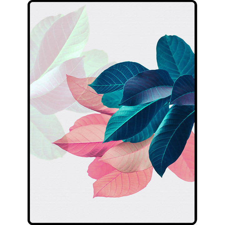 BowLift | Traditional Leaf Pattern Carpet Blue and Pink Polyester Carpet Machine Washable Non-Slip Carpet for the Bedroom