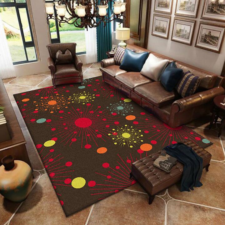 Modern living room carpet in brown with dots striped pattern carpet polyester non-slip backing rug for the area | Bowlift