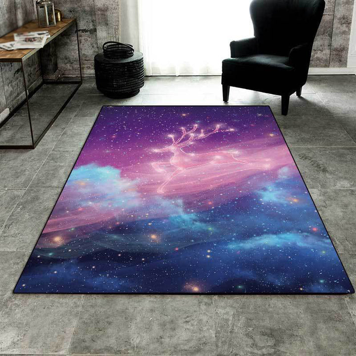 BowLift | Unique Kids Rug in Purple Fairy Deer Galaxy Pattern Rug Polyester Non-Slip Back Rug for Children's Room