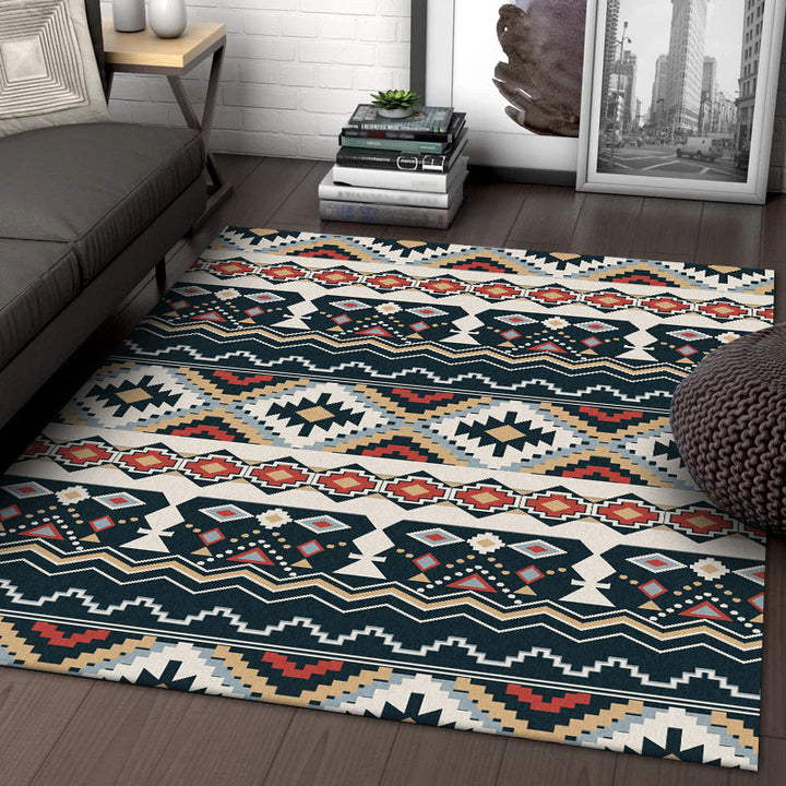 BowLift | Southwest Tribal Print Carpet Black and White Polyester Carpet Machine Washable Non-Slip Area Rug for Living Room