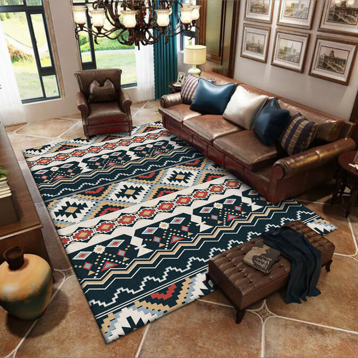 BowLift | Southwest Tribal Print Carpet Black and White Polyester Carpet Machine Washable Non-Slip Area Rug for Living Room