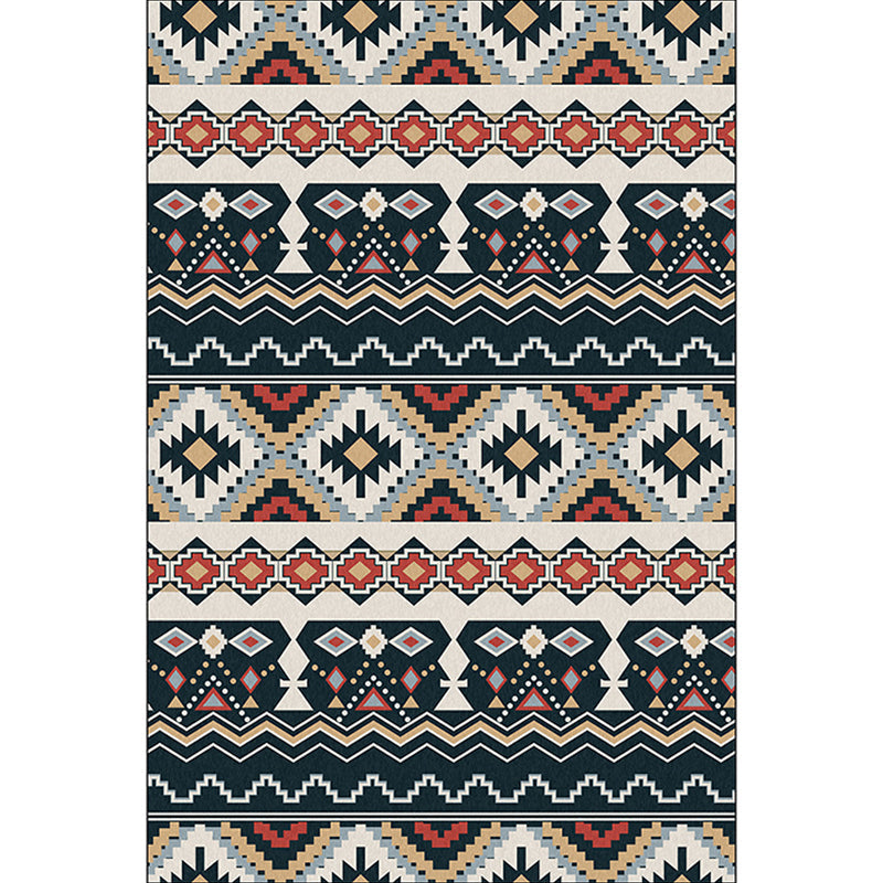 BowLift | Southwest Tribal Print Carpet Black and White Polyester Carpet Machine Washable Non-Slip Area Rug for Living Room