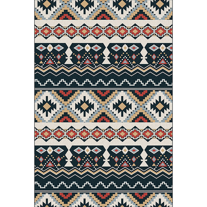 BowLift | Southwest Tribal Print Carpet Black and White Polyester Carpet Machine Washable Non-Slip Area Rug for Living Room