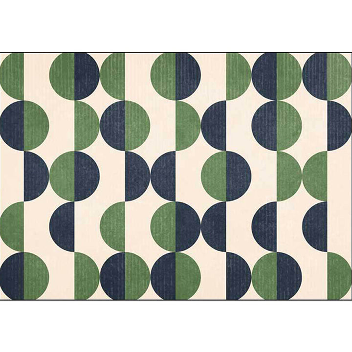 Contemporary geometric pattern rug Beige and Green Polyester rug Machine washable Non-slip rug for the bedroom | Bowlift