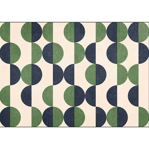 Contemporary geometric pattern rug Beige and Green Polyester rug Machine washable Non-slip rug for the bedroom | Bowlift