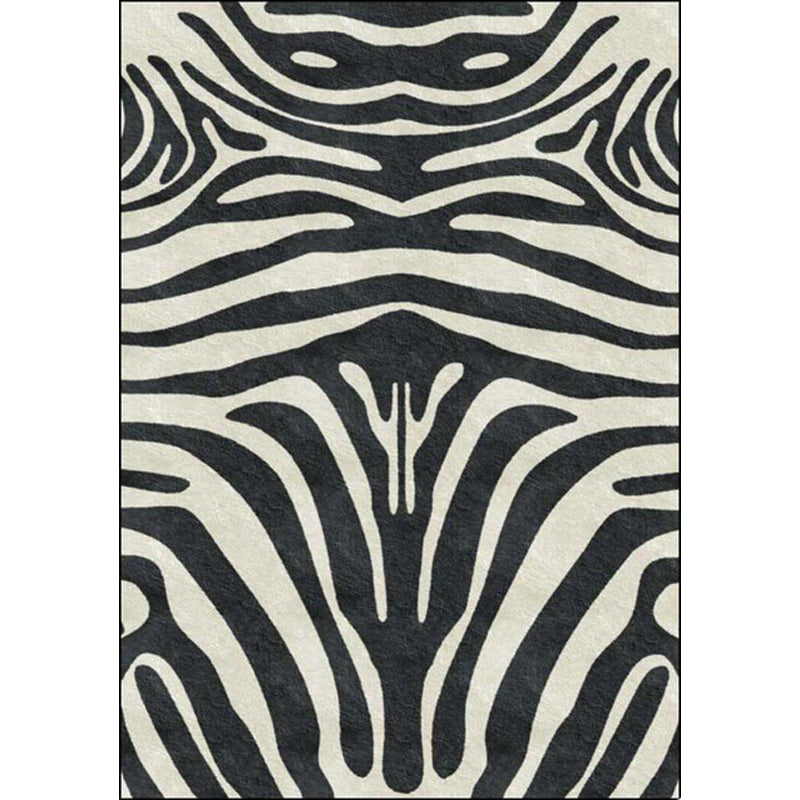 Contemporary Zebra Stripe Rug Black and White Polyester Rug Machine Washable Non-Slip Rug for the Bedroom | Bowlift