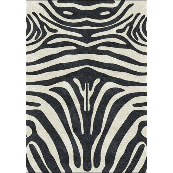 Contemporary Zebra Stripe Rug Black and White Polyester Rug Machine Washable Non-Slip Rug for the Bedroom | Bowlift