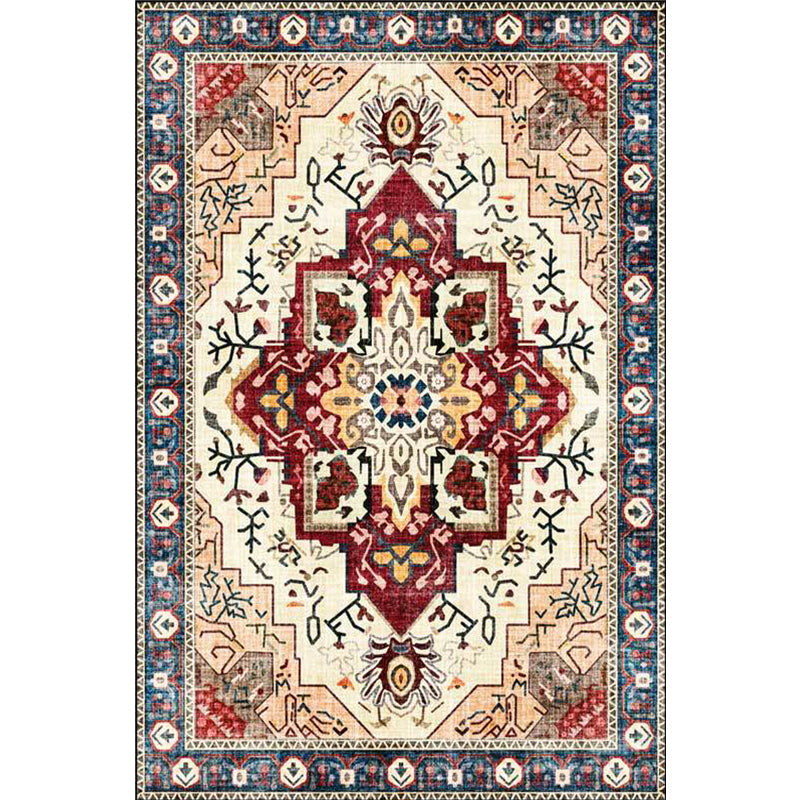 BowLift | Moroccan Medallion Print Rug Light Brown Polyester Rug Machine Washable Non-Slip From the Floor for the Living Room