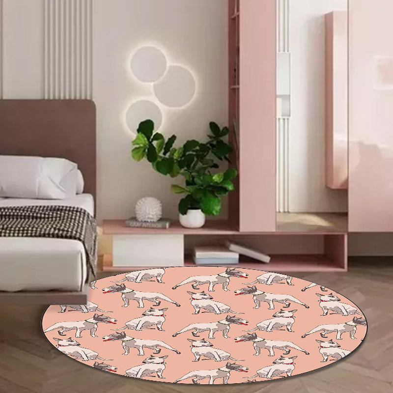 BowLift | Orange Children's Room Carpet Children Animal Dog Pattern Area Rug Polyester Stain Resistant Washable Rug