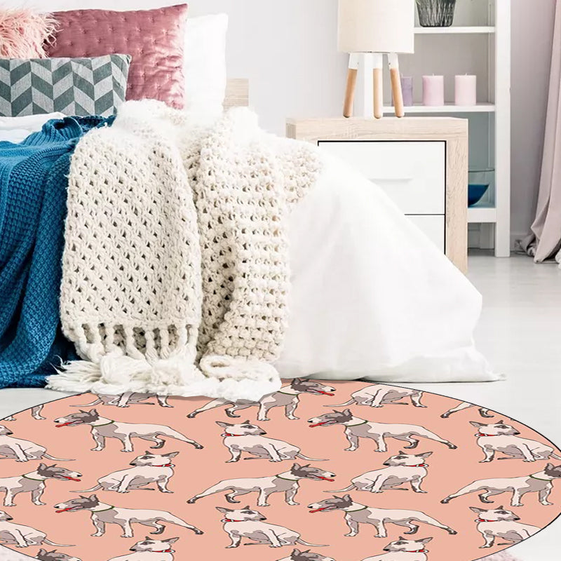 BowLift | Orange Children's Room Carpet Children Animal Dog Pattern Area Rug Polyester Stain Resistant Washable Rug