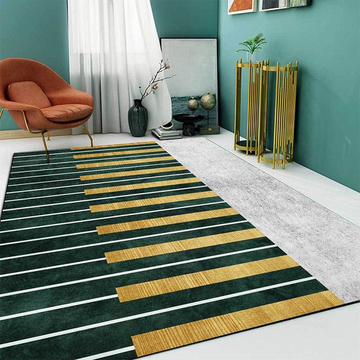 Novel piano pattern rug green and grey polyester rug machine washable non-slip rug for the bedroom | Bowlift
