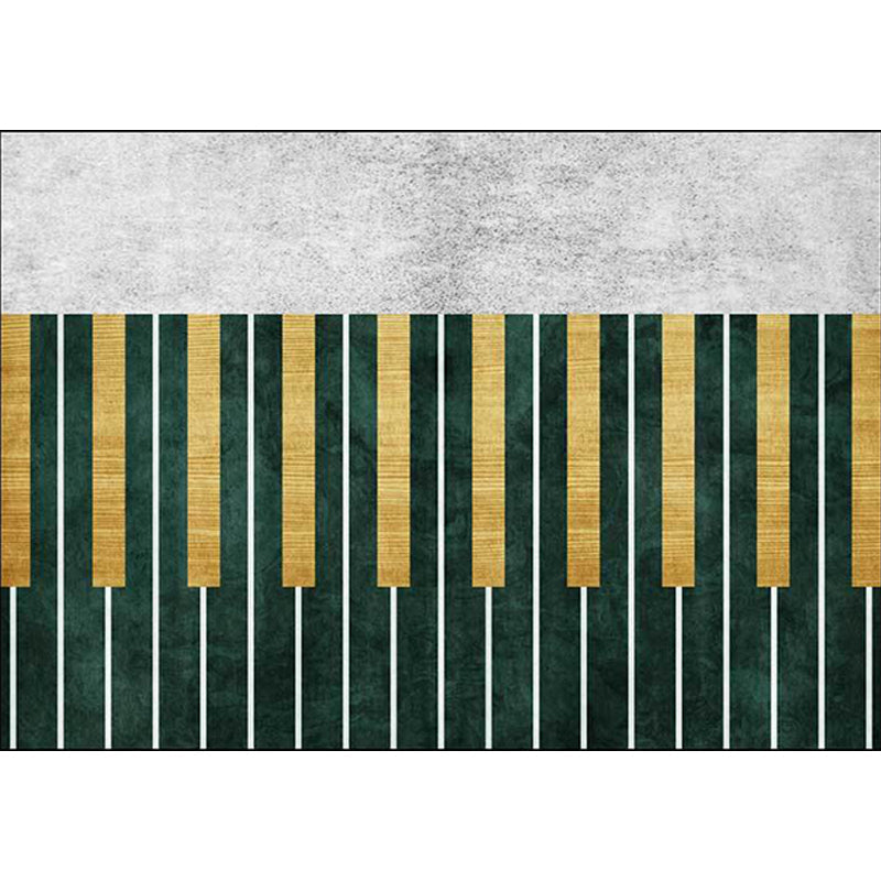 Novel piano pattern rug green and grey polyester rug machine washable non-slip rug for the bedroom | Bowlift