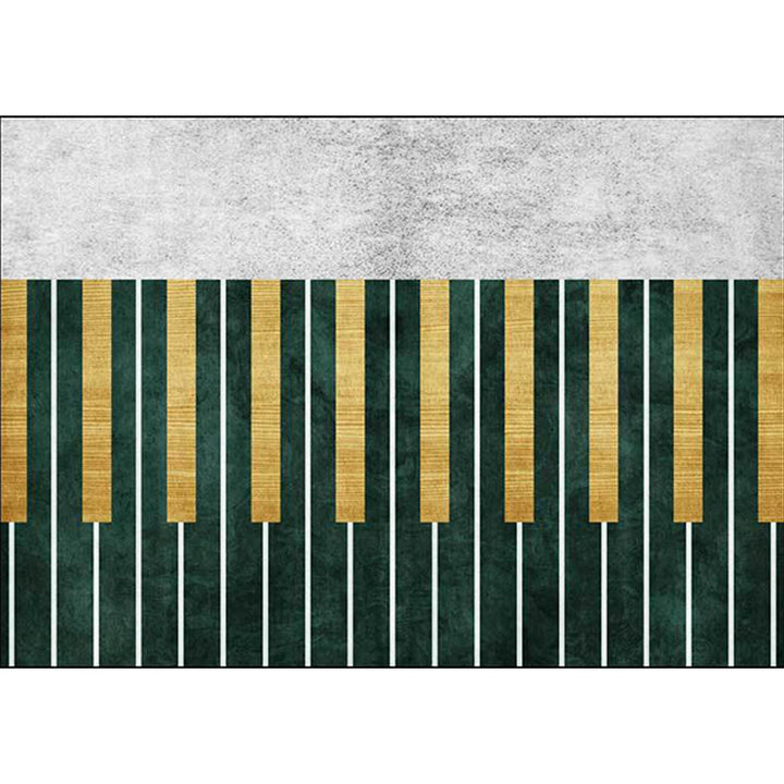 Novel piano pattern rug green and grey polyester rug machine washable non-slip rug for the bedroom | Bowlift