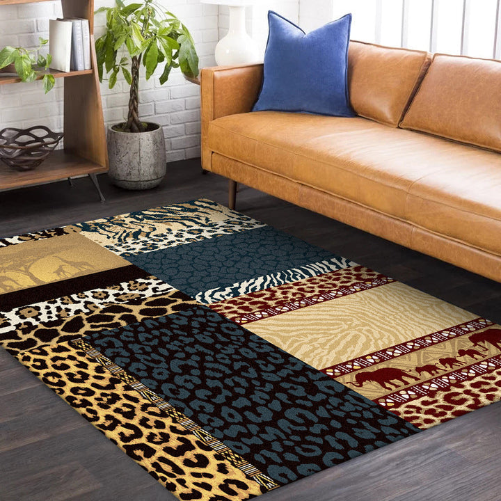Brown novelty carpet polyester animal skin print carpet washable non-slip backing carpet for living room | Bowlift