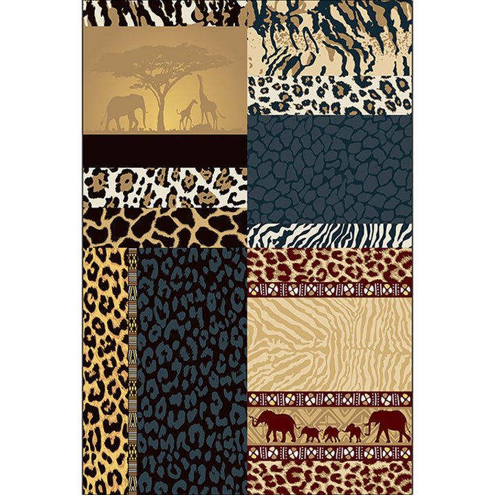 Brown novelty carpet polyester animal skin print carpet washable non-slip backing carpet for living room | Bowlift