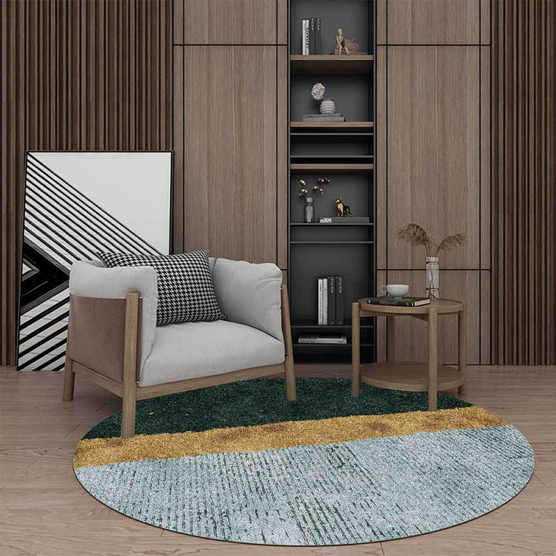 Green and gold novelty rug Polyester color block rug washable non-slip backing rug for living room | Bowlift