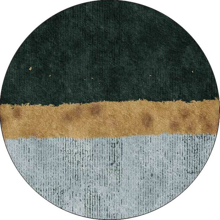 Green and gold novelty rug Polyester color block rug washable non-slip backing rug for living room | Bowlift