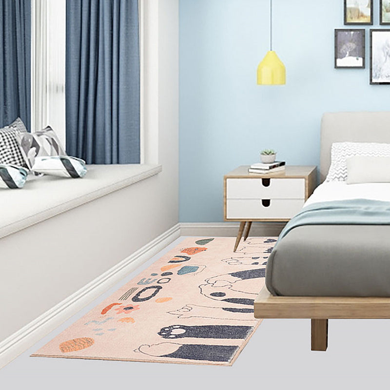 BowLift | Apricot Kids Carpet Polyester Cat Feet Print Carpet Machine Washable Non-Slip Backing Rug for Kids Room