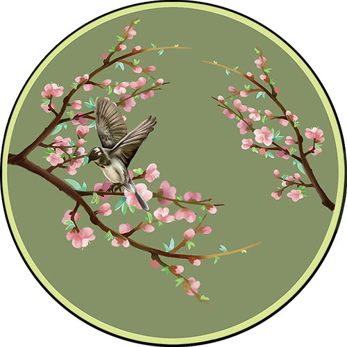 BowLift | Vintage Floral Pattern Rug with Bird Green Polyester Rug Machine Washable Non-Slip Rug for Bedroom