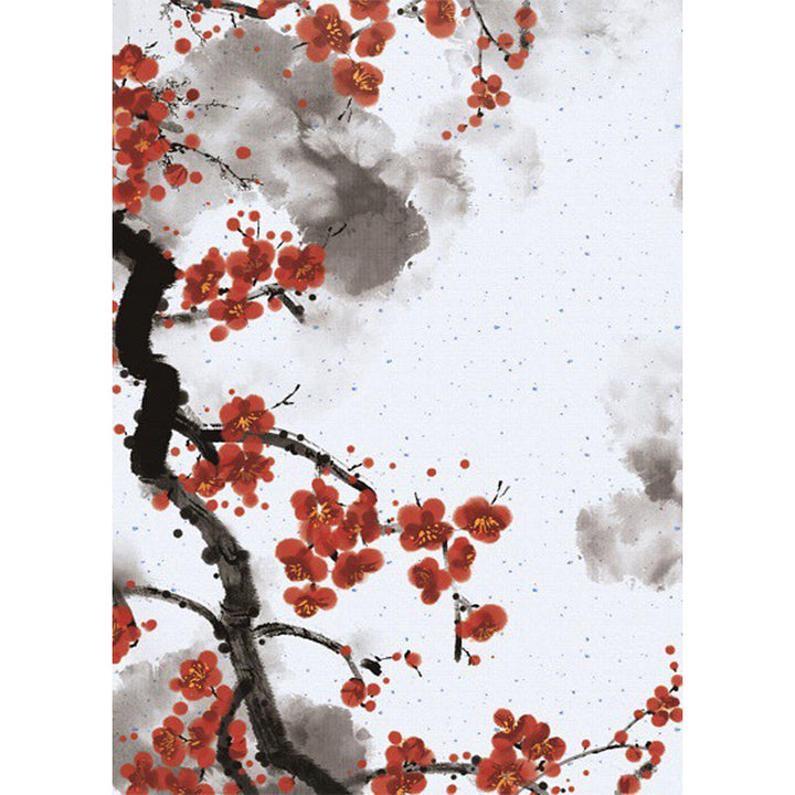 BowLift | Red and White Oriental Carpet Polyester Ink Wash Paint Pattern Carpet Washable Nonslip Back Carpet for Bedroom