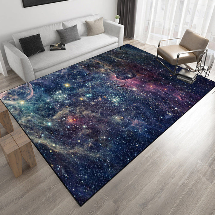 BowLift | Modern living room rug in blue outdoor galaxy print rug polyester non-slip backing rug
