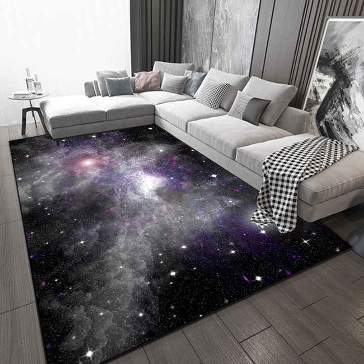 New Modern Rug in Purple and Black Outer Space Galaxy Pattern Rug Polyester Washable Rug for Home Decor | Bowlift