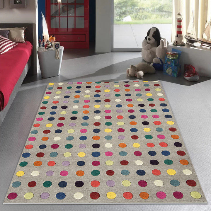 Brown Bedroom Carpet Modern Dots Pattern Area Rug Polyester Pet-Friendly Washable Carpet | Bowlift