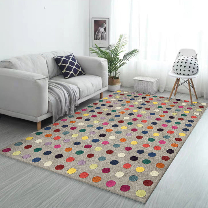 Brown Bedroom Carpet Modern Dots Pattern Area Rug Polyester Pet-Friendly Washable Carpet | Bowlift