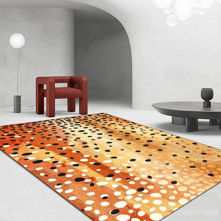 Orange Bedroom Carpet Modern Polka Dots Pattern Carpet Polyester Stain Resistant Carpet | Bowlift
