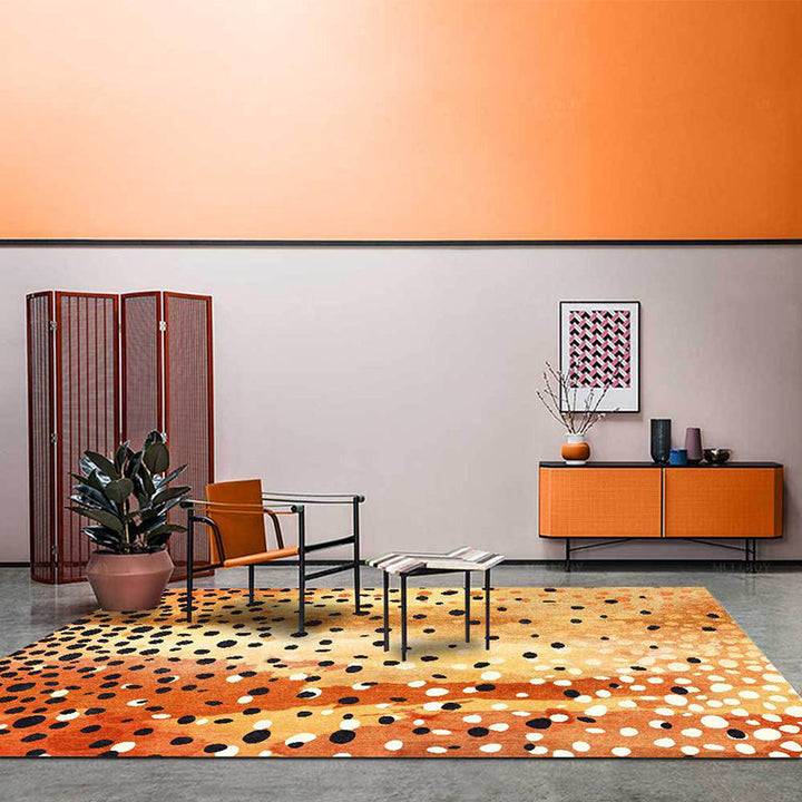 Orange Bedroom Carpet Modern Polka Dots Pattern Carpet Polyester Stain Resistant Carpet | Bowlift