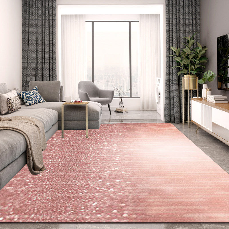 Simple modern rug in pink glitter pattern Rug Polyester Washable Non-slip backing Rug for home decor | Bowlift