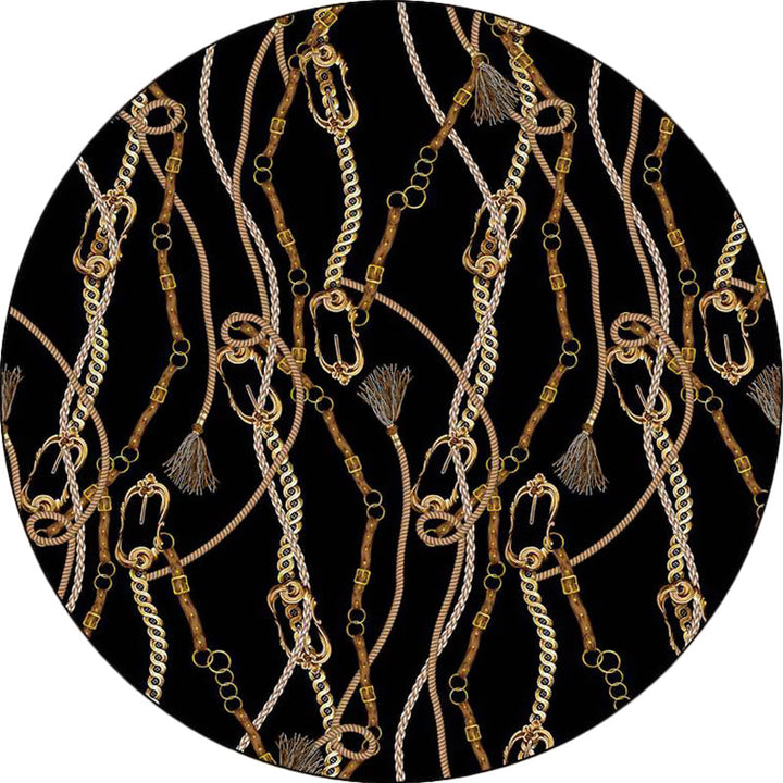 Minimalist modern rug in black chain tassel pattern rug polyester pet-friendly non-slip rug for home decor | Bowlift
