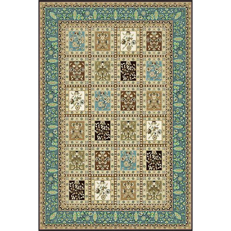 BowLift | Red and Beige Moroccan Carpet Polyester Checked and Floral Pattern Carpet Washable Non-Slip Backing Carpet for Living Room