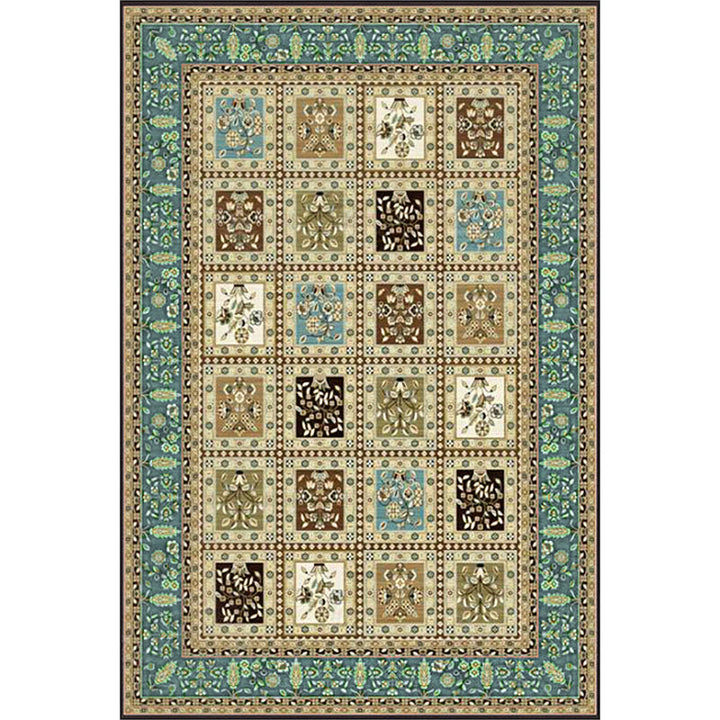 BowLift | Red and Beige Moroccan Carpet Polyester Checked and Floral Pattern Carpet Washable Non-Slip Backing Carpet for Living Room
