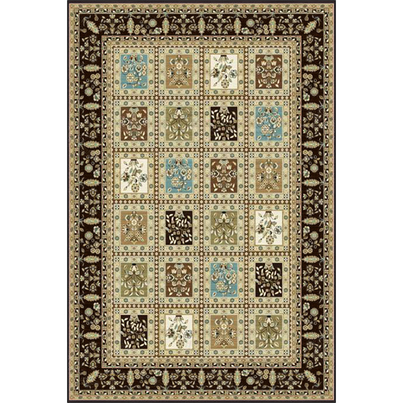 BowLift | Red and Beige Moroccan Carpet Polyester Checked and Floral Pattern Carpet Washable Non-Slip Backing Carpet for Living Room