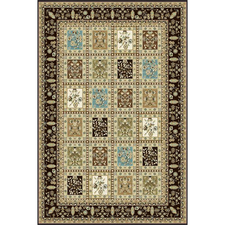 BowLift | Red and Beige Moroccan Carpet Polyester Checked and Floral Pattern Carpet Washable Non-Slip Backing Carpet for Living Room